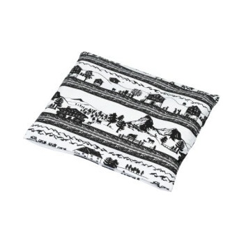 TORF ZIEGLER Polštářek s pšeničným zrnem černo-bílá vesnice 19 x 18 cm