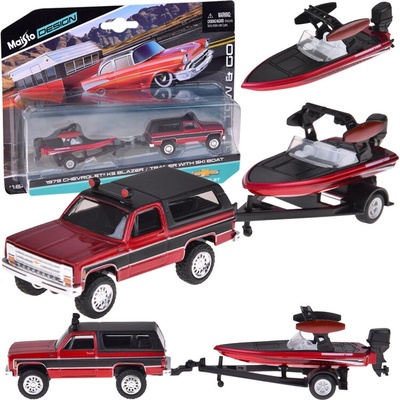 Kovové autíčko Maisto Chevrolet K5 Blazer 1979 + přívěs s lodí 1:64