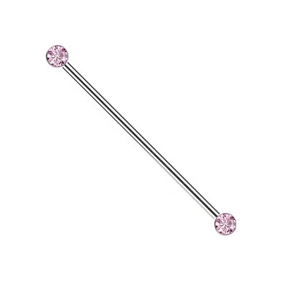 Šperky4U Industrial Push In piercing titan růžové zirkony TIT1394-P