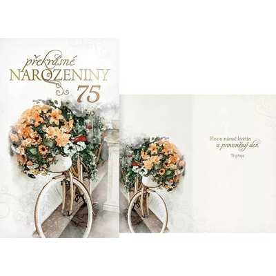 MFP paper s.r.o. Přání k 75. narozeninám Květiny na kole