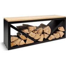 Blumfeldt Kindlewood L Black, stojan na drevo, lavička, 104 × 40 × 35 cm, bambus, zinok