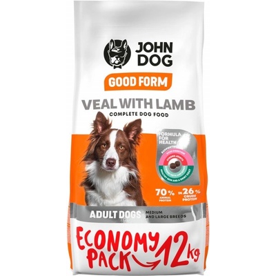 John Dog Good Form Adult Medium and large breeds Veal with lamb 12 kg