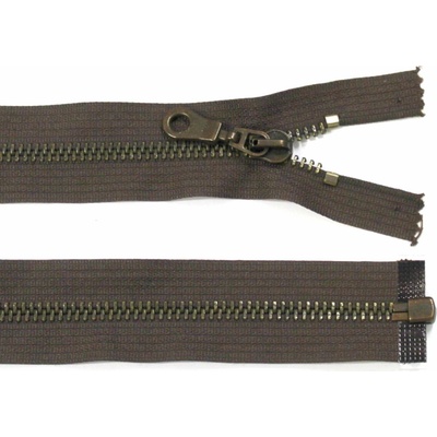 Kovový zip no.5 rozepínací 60cm (staromosazné zoubky) - více barev b: 02 tmavě hnědá