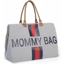 Childhome Mommy Bag Big Canvas šedá Stripes červená /modrá