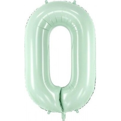 PartyDeco Fóliový balón narozeninové číslo 0 pastelově zelený 72 cm
