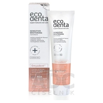 EcoDenta SENSITIVE WHITENING bieliaca na citlivé zuby s omyadentom 100 ml