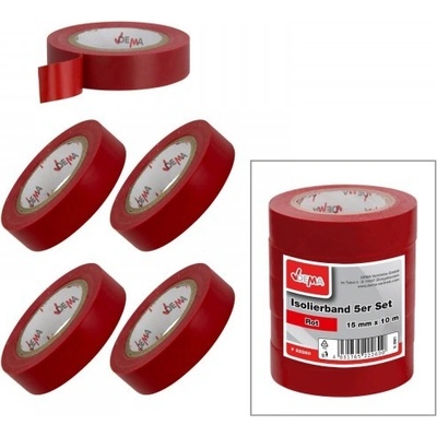 Dema Elektrikárska izolačná páska 15 mm x 10 m 5 ks červená