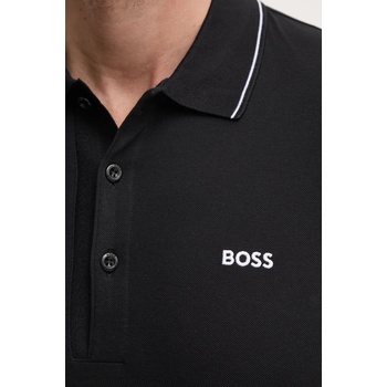 BOSS Green Памучна тениска с яка Boss Green в черно с изчистен дизайн 50506195 (50506195)