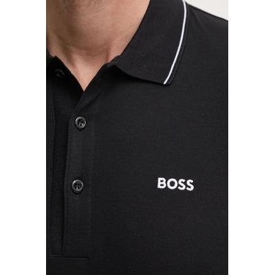 BOSS Green Памучна тениска с яка Boss Green в черно с изчистен дизайн 50506195 (50506195)