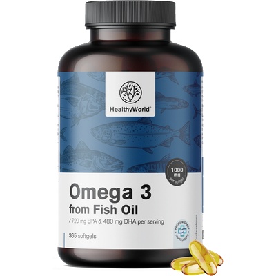 HealthyWorld Омега-3 1000 mg - от рибено масло - 365 гел-капсули
