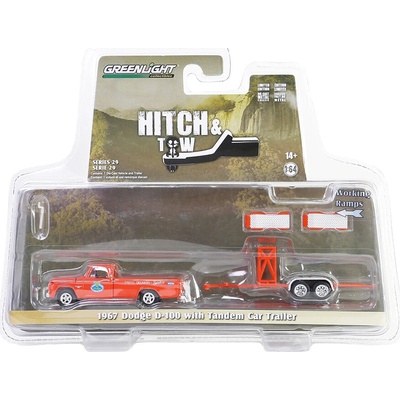 GreenLight Dodge D 100 1967 + Tandemový přívěs 1:64