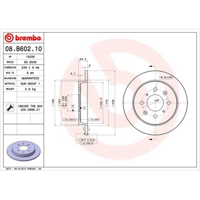 BREMBO Brzdový kotúč 08B60210