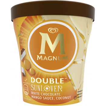 Magnum Double Sunlover White Chocolate & Mango Sauce & Coconut zmrzlina v kelímku 440ml