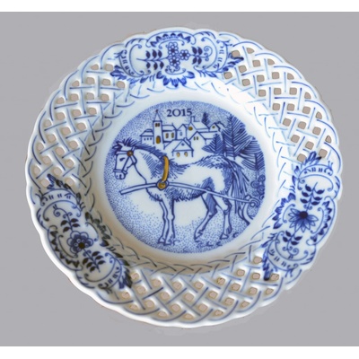 Cibulák Talíř závěsný prolamovaný výroční 2015 18cm Originál Český porcelán Dubí