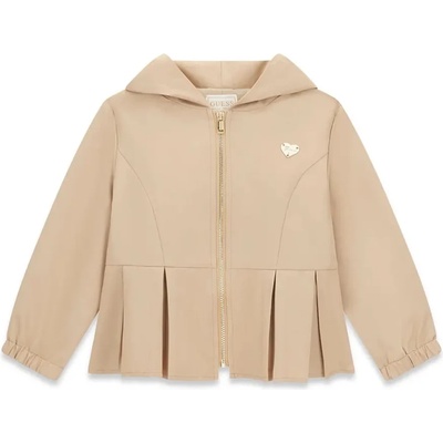 GUESS Яке ветровка в бежов цвят за мини момиче с цип и качулка Guess