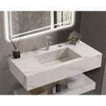 Inter Ceramic Мивка за баня PIETRA / ICL 12049/100W, стенен монтаж, кварц, бял мат, 100x50x18см (12049/100W)