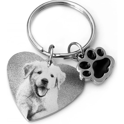 Přívěsek na klíče Ocelový Srdce s psí packou AE 726816 – Zboží Mobilmania