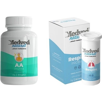 Medveď natural 1x AA Imunita 30 kapsul a 1x Respiro PROBIO 20 tabliet