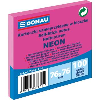 DONAU Самозалепващи листчета Donau 76х76mm, 100л, неон, розов (31247-А-РОЗОВ)