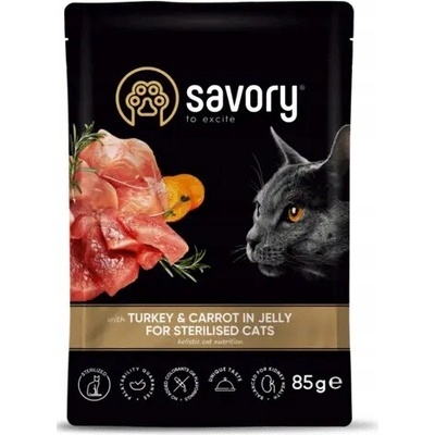 Savory Sterilised s moriakom a mrkvou v želé 85 g