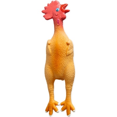 Karlie-Flamingo hračka pro psa kuře pískací 49 cm latex oranžová