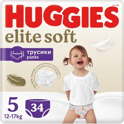 HUGGIES 2x Elite Soft Pants 5 12-17 kg 34 ks