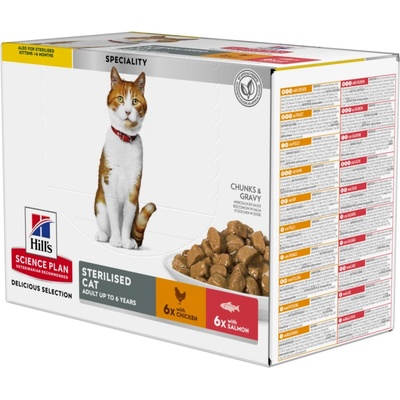 Hill’s Science Plan Adult Sterilised Tuna kuracie a losos 12 x 85 g