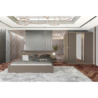 Bogdan Furniture I Спален комплект модел 7074 за матрак 160/200, Мока/Лате