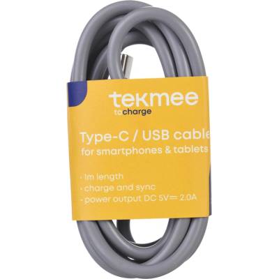 TEKMEE КАБЕЛ usb type-c 2.0a 1м СИВ tekmee (4571)