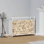 vidaXL Стойка за дърва, бяла, 90x28x65 см, студеновалцувана стомана (864204)