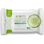 Nature of Agiva Roses Влажни дегримиращи кърпички с екстракт от краставица, 40 броя - baby