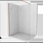 Mexen Kioto-R заоблена душ кабина Walk-in 160 x 200 cm, прозрачна 8 mm, четкана мед - 800-160-101-65-06 (800-160-101-65-06)