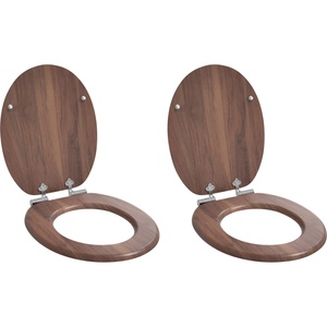 vidaXL Тоалетна седалка 2 pcs Кафяво 44 x 38 см Инженерна дървесина (3414531)
