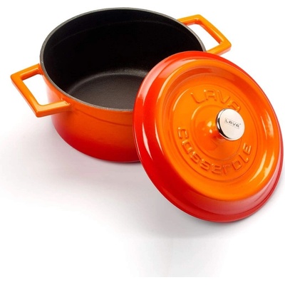 LAVA Metal Hrnec litinový kulatý, oranžový, obsah 0,35 l, 10 cm LVYTC10K2OR