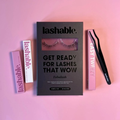 Lashable DIY umělé řasy Startovací Sada Fabulash trsové řasy 6-14mm + Lepidlo na řasy 5g + Fixátor 5g + Aplikátor na řasy 1ks