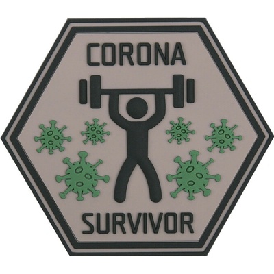 Gumová nášivka 101 Inc nápis Corona Survivor - coyote