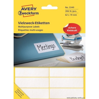Avery Zweckform 62x19 mm, 392 etiket, bílé 3340