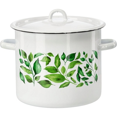 CHOMIK Smaltovaný hrniec s pokrievkou 7 l 22 cm biely Fikus CH-EMA9266