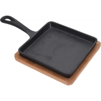 Excellent Houseware Súprava liatinovej panvice a servírovacej dosky TROPE 24 cm čierna