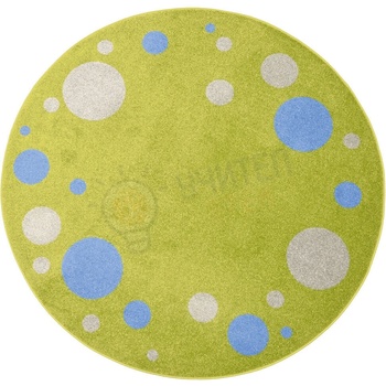 Полша Кръгъл килим в кръгчета, зелен, диаметър 2 m