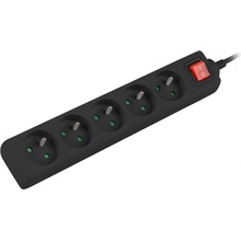 NATEC Prodlužovací kabel Lanberg PS1 5 zásuvky 1.5m vypínač černá PS1-05E-0150-BK