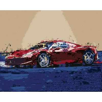 Zuty Malování Podle Čísel Červené Abstraktní Auto Ferrari 80 x 100 cm Plátno Rám