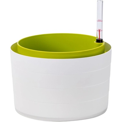 Plastia Samozavlažovací květináč Berberis 30 cm bez závěsu bílá/zelený