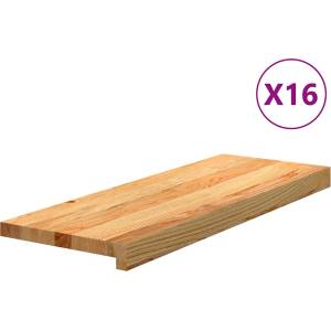 vidaXL Стълбищни стъпала, 16 бр, светлокафяви, 70x25x2 см, дъб масив (3282989)