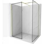 Mexen Kioto душ кабина Walk-in 160 x 110 cm, черна рамка, златно четкано - 800-160-202-55-70-110 (800-160-202-55-70-110)