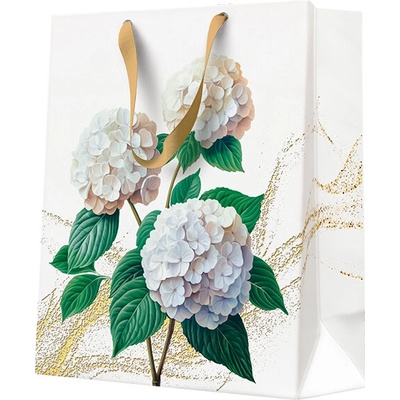 Darčeková taška medium 20x25x10 cm Romantic White Hydrangeas