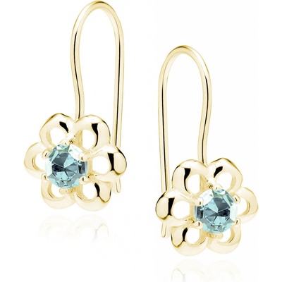 Lunica Stříbrné květinkové náušnice GOLD AQUA 0713