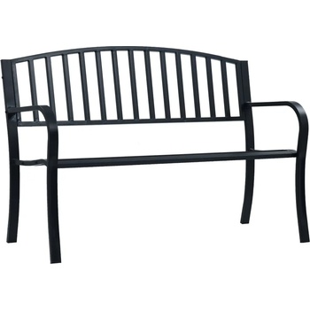 vidaXL Градинска пейка, 125 см, черна, стомана (47941)