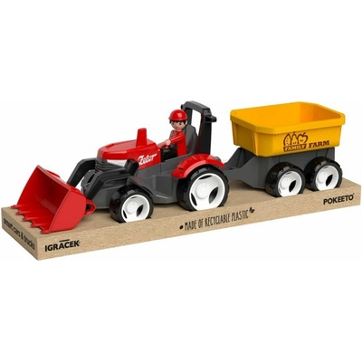 ECO MultiGO Červený traktor Zetor s radlicí, vlek, Igráček
