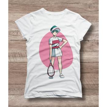 Детска тениска 'Момиче и тенис' - бял, xl